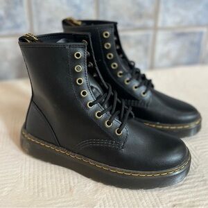 NEW Womens Size 6 Dr Martens Black Leather Zavala Lace Up Combat Boots